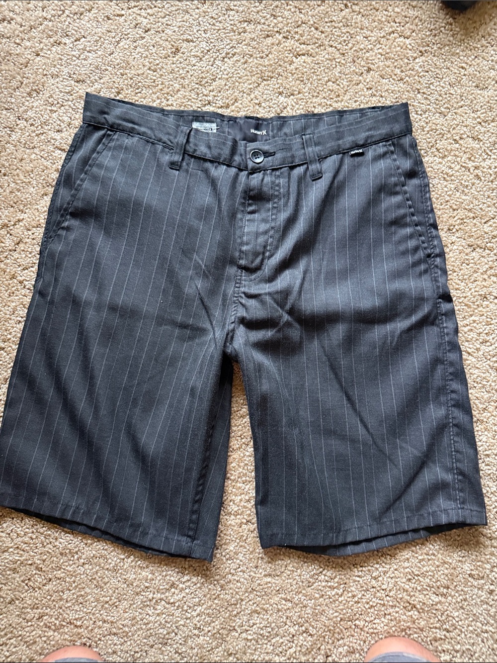 Hurley Black Pinstripe Flat Front Shorts